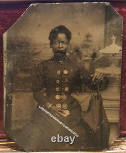 Victorian African American Fashion Button Artistic Tintype Photo Jacksonville Fl