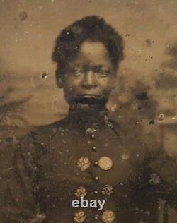 Victorian African American Fashion Button Artistic Tintype Photo Jacksonville Fl