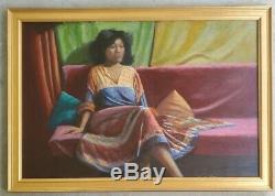 Vintage 1960's Oil Painting Black Americana Portrait of African American Woman