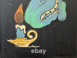 Vintage 1970s MCM African American Black Child AFRO Kitsch Painting, ASHBROOK