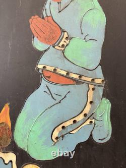 Vintage 1970s MCM African American Black Child AFRO Kitsch Painting, ASHBROOK