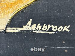Vintage 1970s MCM African American Black Child AFRO Kitsch Painting, ASHBROOK