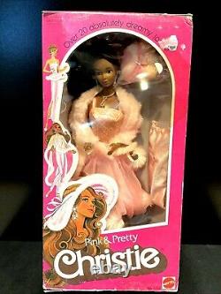 Vintage 1981 Pink & Pretty Christie Barbie Mattel 3555 AA Black Doll NIB