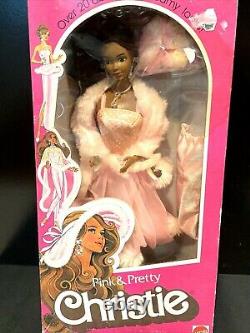 Vintage 1981 Pink & Pretty Christie Barbie Mattel 3555 AA Black Doll NIB