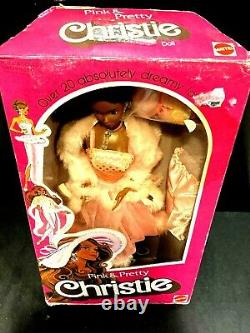 Vintage 1981 Pink & Pretty Christie Barbie Mattel 3555 AA Black Doll NIB