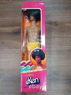 Vintage 1981 Sunsational Malibu Ken #3849 Black African American Rooted Afro NIB