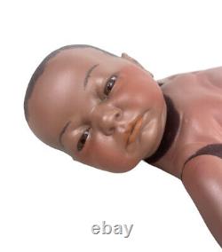 Vintage 1985 African American Black Brown Newborn Life Like Baby Boy 17 Doll