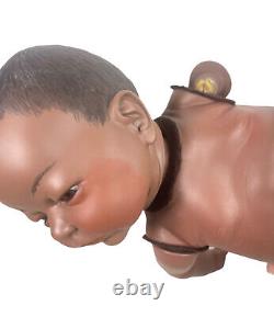 Vintage 1985 African American Black Brown Newborn Life Like Baby Boy 17 Doll