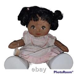 Vintage 1985 Mattel My Child Doll African American Pink White Dress Original
