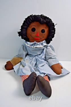 Vintage 3 Ft Raggedy Ann Handmade Cloth Black African American Dolls Ethnic
