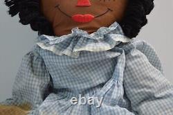Vintage 3 Ft Raggedy Ann Handmade Cloth Black African American Dolls Ethnic