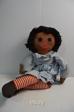 Vintage 3 Ft Raggedy Ann Handmade Cloth Black African American Dolls Ethnic
