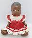 Vintage 7 Composition Jointed Black/African American Baby Doll, Crocheted Dress