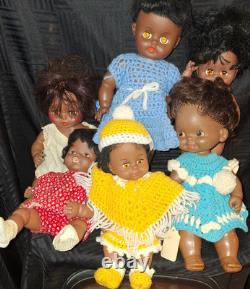 Vintage African American Doll Collection Lot of 6 Black Dolls 1960s-80s Estate