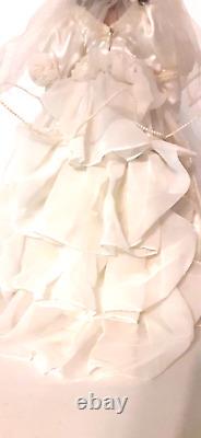 Vintage African American Doll, Porcelain, Wedding Dress Veil Train and Stand