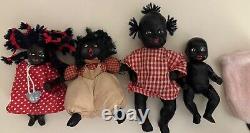 Vintage African American Dolls Lot of 3 Porcelain and one Fabric