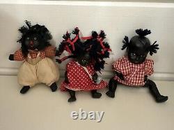 Vintage African American Dolls Lot of 3 Porcelain and one Fabric