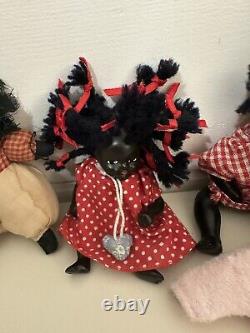 Vintage African American Dolls Lot of 3 Porcelain and one Fabric