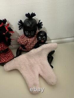 Vintage African American Dolls Lot of 3 Porcelain and one Fabric