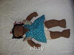 Vintage African American Handmade Cloth Girl Doll Black Folk Art