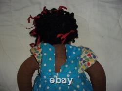 Vintage African American Handmade Cloth Girl Doll Black Folk Art