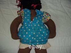 Vintage African American Handmade Cloth Girl Doll Black Folk Art