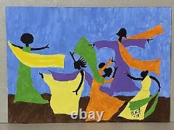 Vintage African American Outsider Art O/B Painting Signed Black