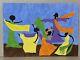 Vintage African American Outsider Art O/B Painting Signed Black