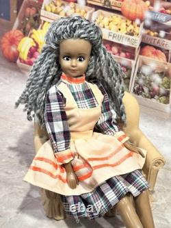 Vintage African-American black Barbie clone Grandma Doll w Rooted Gray Hair