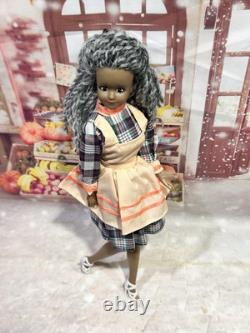 Vintage African-American black Barbie clone Grandma Doll w Rooted Gray Hair