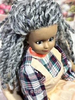 Vintage African-American black Barbie clone Grandma Doll w Rooted Gray Hair