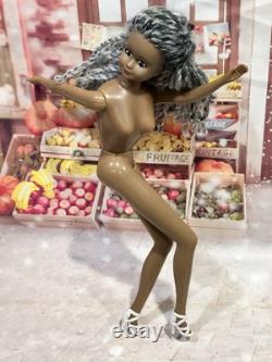 Vintage African-American black Barbie clone Grandma Doll w Rooted Gray Hair