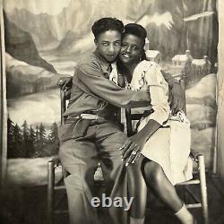 Vintage Arcade Photograph Beautiful Woman Man Couple Black African American