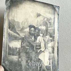 Vintage Arcade Photograph Beautiful Woman Man Couple Black African American