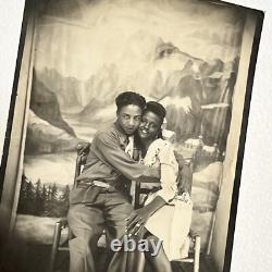 Vintage Arcade Photograph Beautiful Woman Man Couple Black African American