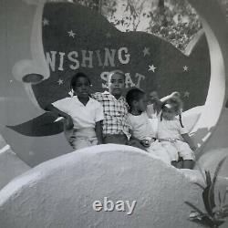 Vintage B&W Snapshot Photograph Black African American Children Paper Moon