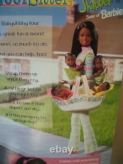 Vintage Barbie Cool Sitter African American Teen Skipper Doll With 4 Babies