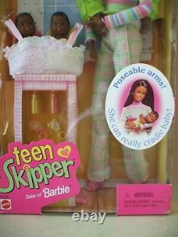 Vintage Barbie Cool Sitter African American Teen Skipper Doll With 4 Babies