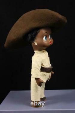 Vintage Black A D Sutton Maura DEDO Big Blue Googly Flirty Eye Italian Doll Rare