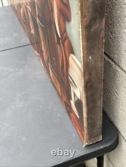 Vintage Black African American Folk Art People Bar Pool Drinking Oil Painting