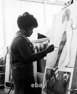Vintage Black African American Modern Hard Edge Print, Carol Ann Carter 1977