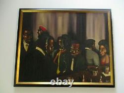 Vintage Black Americana African American Portrait Bar Club Expressionist Signed