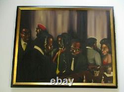 Vintage Black Americana African American Portrait Bar Club Expressionist Signed