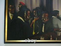 Vintage Black Americana African American Portrait Bar Club Expressionist Signed