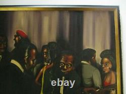 Vintage Black Americana African American Portrait Bar Club Expressionist Signed