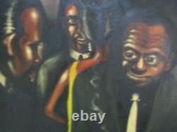Vintage Black Americana African American Portrait Bar Club Expressionist Signed