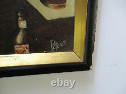 Vintage Black Americana African American Portrait Bar Club Expressionist Signed