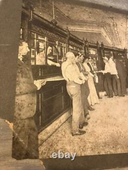 Vintage Cabinet Card Photo Inside A Bank Black African American White Men