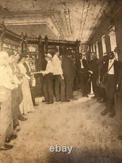 Vintage Cabinet Card Photo Inside A Bank Black African American White Men