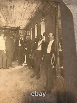 Vintage Cabinet Card Photo Inside A Bank Black African American White Men